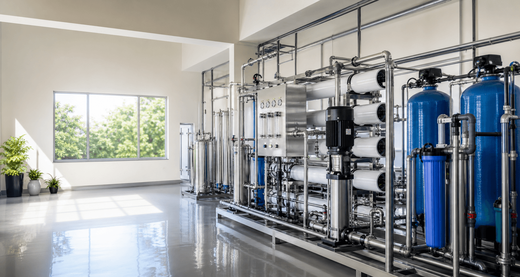 Illustrative RO and water-treatment plant equipment